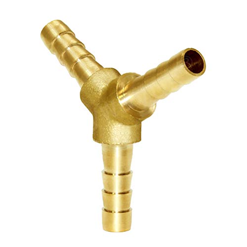 3/16" Hose Barb Y Shaped 3 Way Union Fitting Adapter Intersection/Split Brass Water/Fuel/Air - size: 3/16"