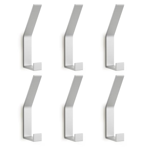 Coat Rack Hooks Wall Mounted, White 6Packs, Bath Towel Rope Hooks for Kitchen, Door, Cabinet, Bathroom, Foyers, Hallways, and Bedrooms - color: White, size: 6Packs