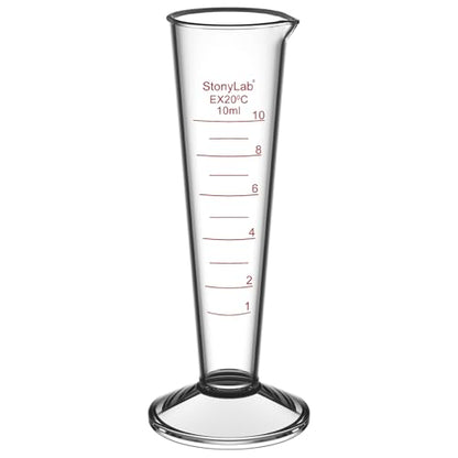 stonylab Graduated Cylinder, 1-Pack Borosilicate Glass Conical Measuring Cylinder Beaker with Wide Mouth and Pour Spout for Precise Measurement, 10 ml - size: 10 ml