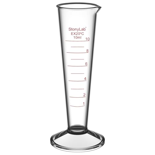 stonylab Graduated Cylinder, 1-Pack Borosilicate Glass Conical Measuring Cylinder Beaker with Wide Mouth and Pour Spout for Precise Measurement, 10 ml - size: 10 ml