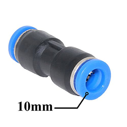 Beduan Push to Connect Fitting, 10mm Tube OD Pneumatic Quick Adapter Tubing Air Hose Line Pipe Fitting 20Pcs For 3/8" Tube OD - size: 10mm (20Pcs)