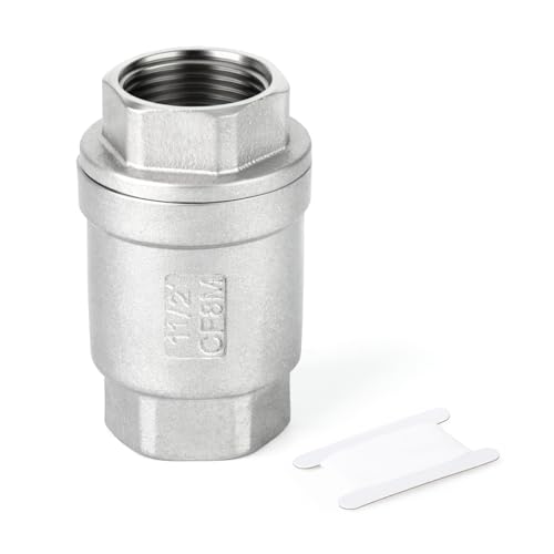 1PCS 304 Stainless Steel 1-1/2" Female Vertical Check Valve，Backflow Prevention, One Way Spring Check Valves CF8 WOG 1000 - size: 1-1/2"(Vertical)