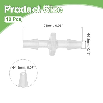MECCANIXITY 10pcs Plastic Hose Barb Fitting, 1/8" Barbed Hose Pipe Fitting Splicer Mender Joint Adapter for Water Liquid Fuel Line Tube, Clear - color: Clear, size: 1/8 Inch