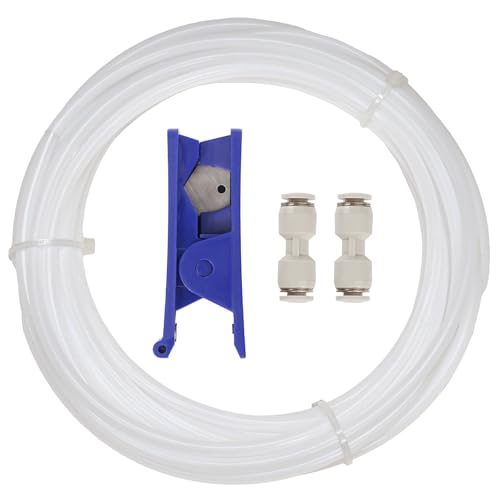 Sovol PTFE Tube 2.5mm ID 4mm OD, Length 5M/16.4ft, with 2 Couplers & Tubing Cutter for Bambu lab X1/ X1C/ P1P/ P1S/ A1/ A1 Mini, Prusa MMU3, Creality K1 Max/Ender 3 V3 & Direct Drive 3D Printer, White - size: 5 Meter (White)