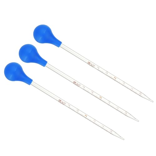 PATIKIL Graduated Dropper Pipettes Kit, 3pcs 3ml Borosilicate Glass Pipette with Rubber Cap for Transfer Liquid for Lab, Chemistry, Clear - size: 3ml