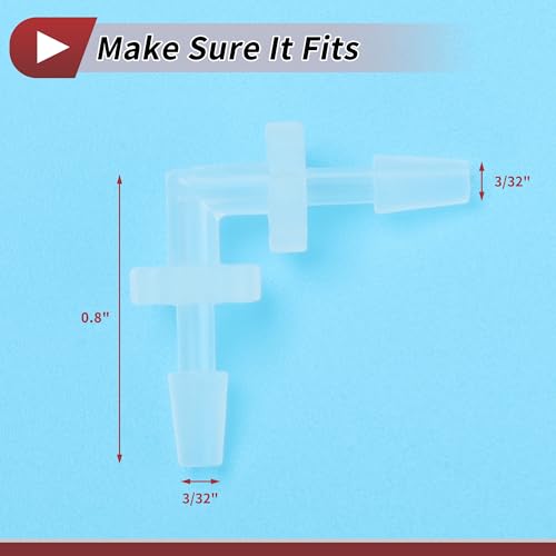 5 Pcs Aquarium Plastic Hose Barb Fitting 3/32" Hose Barb 90 Degree Elbow L Fitting Clear PP - size: 3/32"