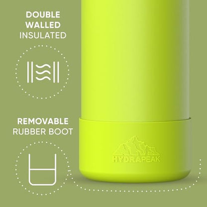 Hydrapeak 32oz Sport Insulated Water Bottle with Straw Lid, Leak & Spill Proof, Keeps Drinks Cold for 24 Hours, Hot for 12 Hours, Premium Stainless Steel Water Bottles (32oz, Neon Green) - color: Neon Green