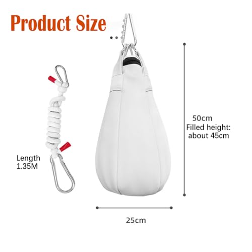 Speed Ball Punching Bag Leather, Folding Heavy Duty Boxing Punching Bag with Hanging Rope, Muay Thai Training Punch Dodge for Home Gym, Adult Boxing Training Equipment - color: White