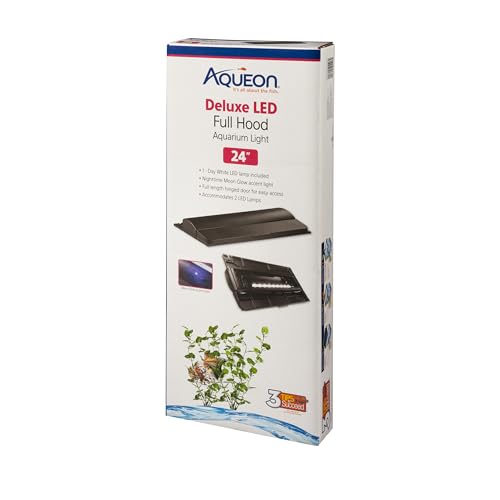 Aqueon LED Deluxe Fish Tank Aquarium Full Hood, Black, 24 Inch - size: 24"