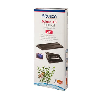 Aqueon LED Deluxe Fish Tank Aquarium Full Hood, Black, 24 Inch - size: 24"