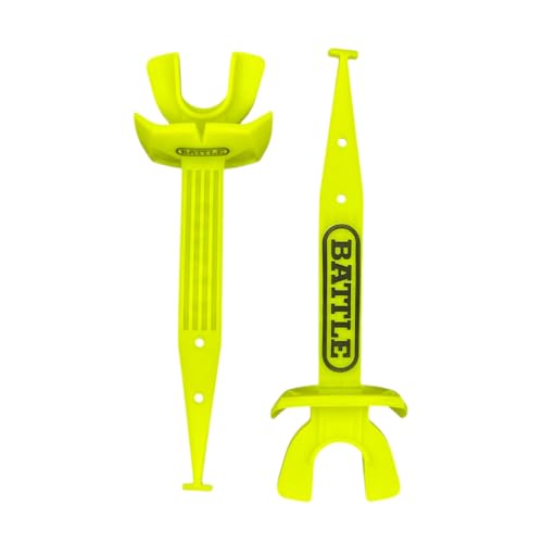 Battle Sports Speed Pro Two-Tone Mouthguard, Neon Yellow/Yellow | Braces compatible with no boiling required, Thicker connected strap resists tearing, Airflow channels boost breathability - color: Neon Yellow/Yellow