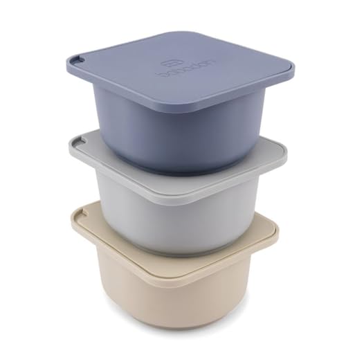 Pizza Dough Proofing Silicone Containers with Lids | Pizza Making Accessories | Set of 3 | Multi Blue (1 Dough, 1 Smoke, 1 Steel) | Original Size (make 12" Pizzas) - color: Multi Blue, size: Pack of 3