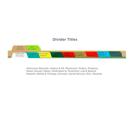 Carstens Heavy Duty Plastic Long-Term Care Divider Set, 11-Tab, with Pull Tab Die Cuts, 1616-00, for Side-Opening 3-Ring Binders, Case of 25 Sets - size: 11-Tab