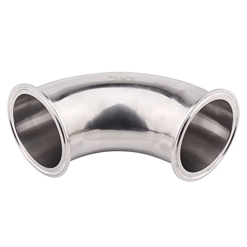 DERNORD Sanitary Ferrule Elbow 90 Degree Pipe Fitting with 2 Piece Silicone Gasket SS304 Tri Clamp (3" Tube OD) - size: 3" Tube OD, style: Pack of 1