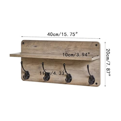 31.5" Coat Rack Wall Mount with Shelf and 8 Hooks, Silver Gray, HWS006Y-2 - color: Silver Gray
