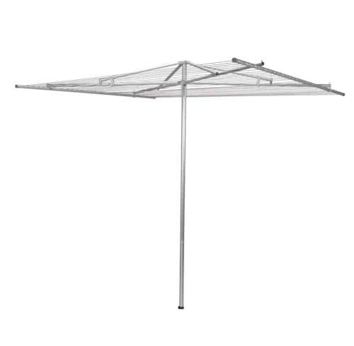 Household Essentials 17130-1 Rotary Outdoor Umbrella Drying Rack | Aluminum | 30-Lines with 210 ft. Clothesline,Silver - size: 84.0"L x 72.0"W x 72.0"H