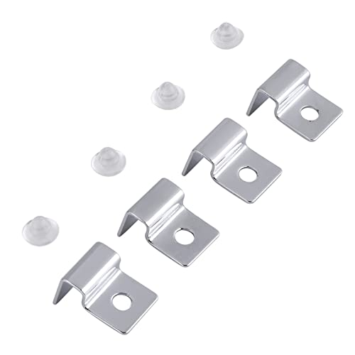 4PCS Aquarium Cover Clips, Adjustable Glass Lid Support Holders with Silicone Cushion, Stainless Steel Material, Fit 6/8/10/12mm Thickness Fish Tank Glass (8mm)