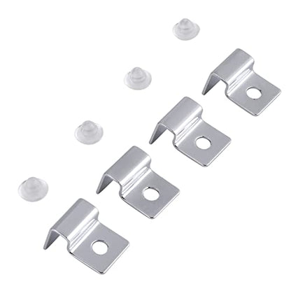 4PCS Aquarium Cover Clips, Adjustable Glass Lid Support Holders with Silicone Cushion, Stainless Steel Material, Fit 6/8/10/12mm Thickness Fish Tank Glass (8mm)
