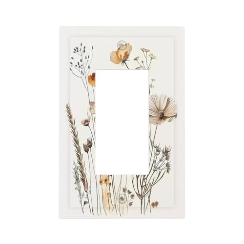 Decorative Outlet Covers with Lilies Orchids Flower Floral Arrangement Design 1 Gang Rocker Light Switch Covers Single Decora GFCI Device Wall Plate Faceplate for Bedroom Home Decor - color: Floral Arrangement, size: 1-Gang Rocker/5 x 3 IN