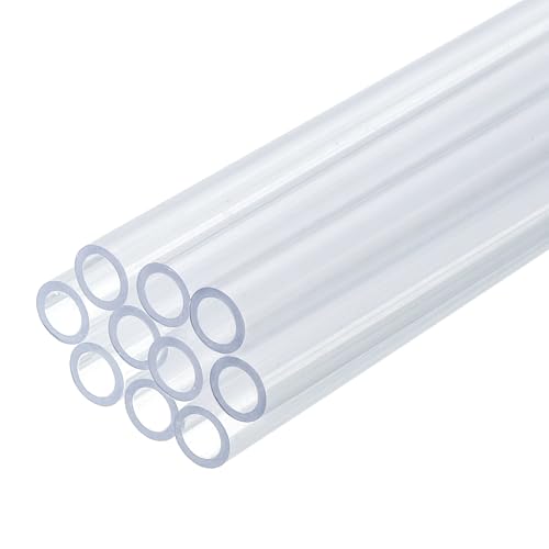 uxcell 10 Pcs Clear Plastic Rigid Tubing 4mm ID x 6mm OD, 0.5 Meters Length Round Polycarbonate Tubing for Aquarium Water Pipe, Water Cooling System, Plumbing - size: 4mm x 6mm