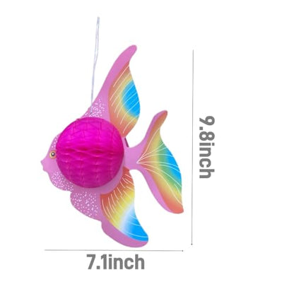 12pcs Tropical Fish Honeycomb Centerpiece Luau/Mermaid/Under The Sea Theme Party Hanging Decorations for Birthday Baby Shower Party Supplies