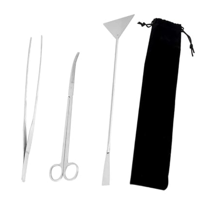 Kisangel 1set Stainless Steel Aquarium Tool for Aquascaping Cleaning Supplies Tweezers Scissors Spatula and Storage Bag for Fish Tank Plant Maintenance