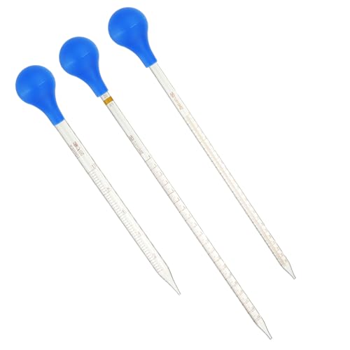 PATIKIL Graduated Dropper Pipettes Kit, 3 Pack 10ml/20ml/25ml Borosilicate Glass Pipette with Rubber Squeeze Bulb for Transfer Liquid for Lab, Chemistry - size: 10ml/20ml/25ml