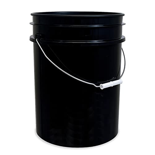 5 Gallon Bucket - Food Grade Bucket, Metal Handle Grip, BPA-Free, Heavy-Duty 90 Mil HDPE Plastic Pail, Stackable Utility Container, Made in USA, Lid Not Included, Black, 120 Packs - color: Black, size: 120 Packs