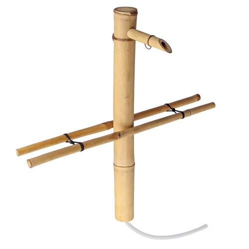 18" Adjustable Bamboo Fountain Kit with Pump – Large Zen Water Feature for Bowls, Basins, Ponds & Backyard Gardens, Indoor/Outdoor (Container Not Included)