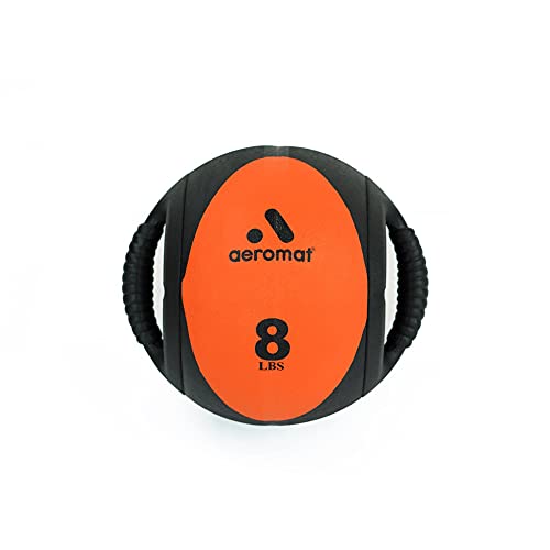 AEROMAT Dual Grip Power Medicine Balls for Abdominal Training and Rotational Movements - 9" Diameter - Weights Color-Coded - style: 8 lbs - Black/Orange