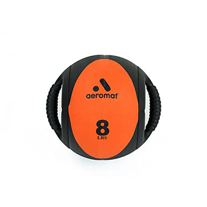 AEROMAT Dual Grip Power Medicine Balls for Abdominal Training and Rotational Movements - 9" Diameter - Weights Color-Coded - style: 8 lbs - Black/Orange