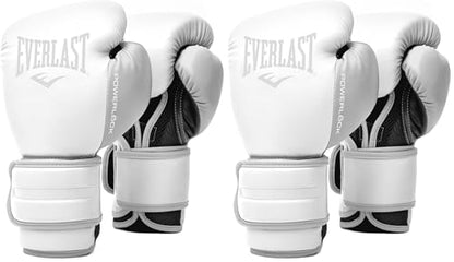 Everlast Powerlock 2 Hook & Loop Boxing Gloves | Fight Training Gloves | Hook and Loop with Durable Hand & Wrist Support | Heavy Bag & Fitness Training - color: White / Gray, size: 12 oz (Pack of 2)
