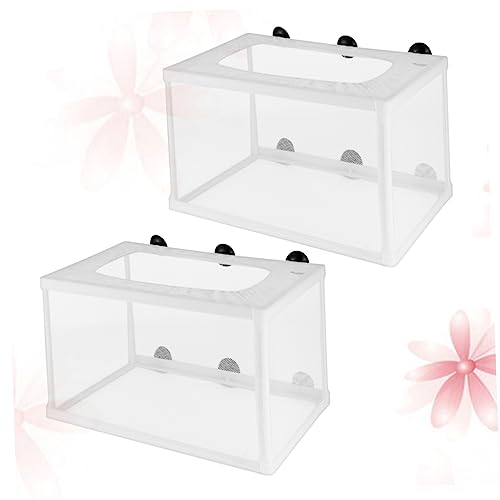 Kisangel 2Pcs Fish Net Hatchery Incubator with Suction Cups Durable Mesh Breeder Box for Aquarium Fish Tank Increases Survival Rate by Separating Aggressive and Weak Fish