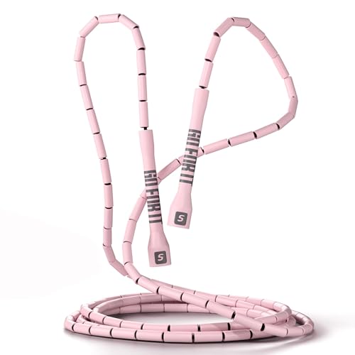 Sportbit Custom-Fit Beaded Jump Rope – Adjustable Length for Kids & Adults, Men & Women – Durable Fitness Rope for Gym & Home - color: Pink
