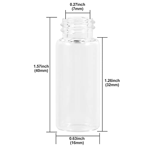 4ml Clear Glass Vials with Screw Caps and Plastic Stoppers, 1 Dram Small Liquid Sample Vial, Leak-Proof Vial, 12PCS