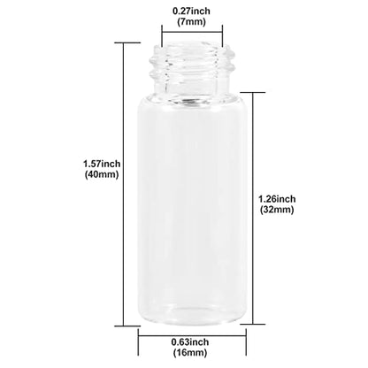 4ml Clear Glass Vials with Screw Caps and Plastic Stoppers, 1 Dram Small Liquid Sample Vial, Leak-Proof Vial, 12PCS