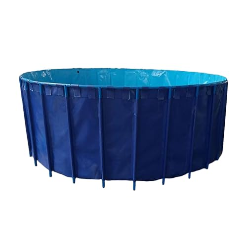 Temporary Canvas Holding Tank With Drain, Heavy Duty Foldable Fish Pond,Water Storage Pool,Multifunction PVC Ponds,for Saltwater Fish/Koi Turtles,Agricultural Irrigatio(Size:2X0.8 M/2400 L,Color:Blue) - size: 2X0.8 M/2400 L