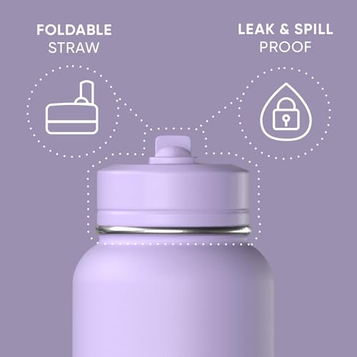 Hydrapeak 32oz Sport Insulated Water Bottle with Straw Lid, Leak & Spill Proof, Keeps Drinks Cold for 24 Hours, Hot for 12 Hours, Premium Stainless Steel Water Bottles (32oz, Dlavender) - color: Dlavender