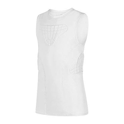 Youth Padded Compression Shirt Vest Rib Chest Protector Football Baseball - color: Padded Vest White, size: Small