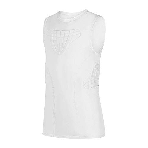 Youth Padded Compression Shirt Vest Rib Chest Protector Football Baseball - color: Padded Vest White, size: Large