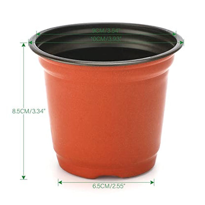 KINGLAKE 100 Pcs 4" Plastic Plants Nursery Pot/Pots Seedlings Flower Plant Container Seed Starting Pots,4 Inch,Red - color: Red, size: 4 Inch