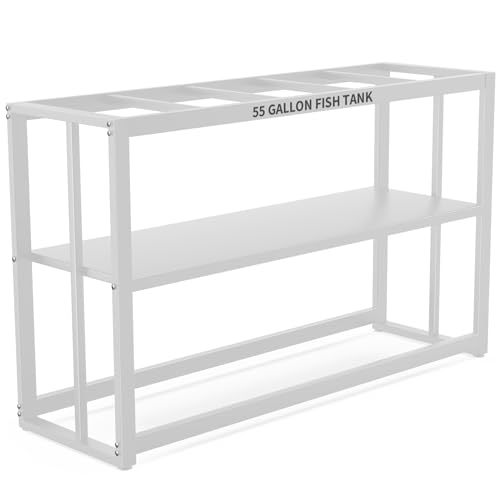 55-75 Gallon Fish Tank Stand with Storage Shelf, 48.5 x14.9 x 29.2 Inch Aquarium Stand, Turtle Tank, Reptile Terrariums and Breeder Tank Stand,980LBS Capacity, White