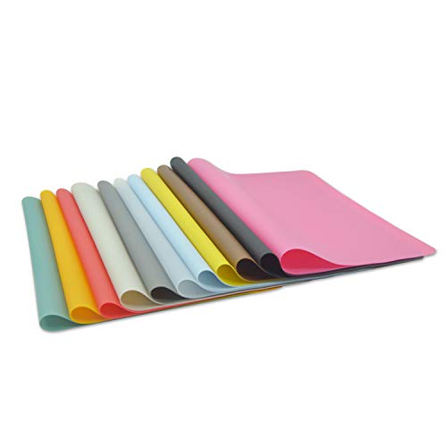 Silicone Placemats, Food-Grade Non-Slip Waterproof, Dining, Stain Resistant, Countertop Protector, Kitchen Counter Mat, Heat Resistant, Baking mat Dishwasher Safe (15.7x11.8Inch-4pack, Orange)