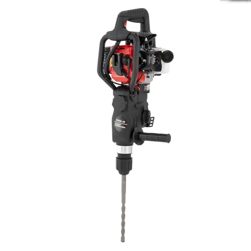 33CC 2 Stroke Gas Powered Demolition Jack Hammer, 3-in-1 Gasoline Hammer Drilling Machine Breaker Punch Drill Chisels Heavy Duty Gasoline Concrete Breaker Rock Drill for Crushing, Chiseling