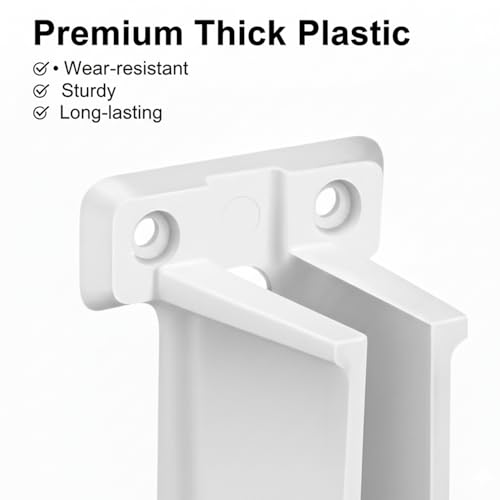 2 Pcs White Plastic Wire End Shelf Brackets，Wall Mount Closet Shelf Brackets, Shelf Support Brackets for Closets Cabinets with Expansion Screws Wire Shelving Accessories