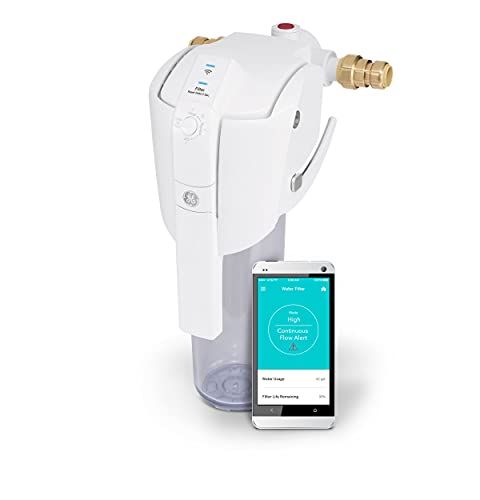 GE Smart Whole House Leak Detection Water Filtration System | Reduces Sediment, Rust & More | Install Kit Included | Filter Not Included | Replace Filter (FTHPM, FTHTM, FTHLM) Every 3 Months | GXWH70M
