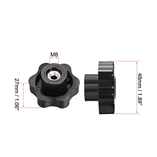 uxcell Clamping Handle Screw Knobs Handle M8 Threaded Through Hole Star-Shape.5pcs