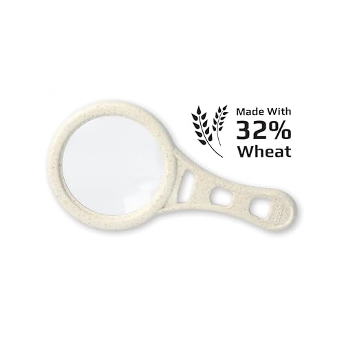 4 Pack Carson MagnetMag Wheat Magnifier - Organic Handheld Magnifier with 3X Magnification, 6X Spot Lens and Magnetic Handle Made from Real Wheat - Magnifying Glasses Set (DX-50EF)
