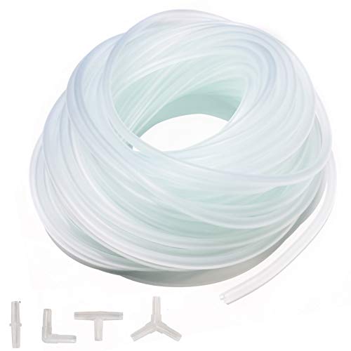 Standard 3/16" Flexible Airline Tubing with Connectors for Aquariums, Terrariums and Hydroponics,100Feet - size: 100Feet+40Connectors