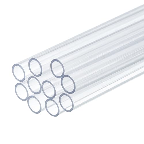 uxcell 10 Pcs Clear Plastic Rigid Tubing 7mm ID x 9mm OD, 0.5 Meters Length Round Polycarbonate Tubing for Aquarium Water Pipe, Water Cooling System, Plumbing - size: 7mm x 9mm